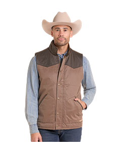 *Mens Oil Skin Plaid Lining Vest - Chocolate - DM98C09235