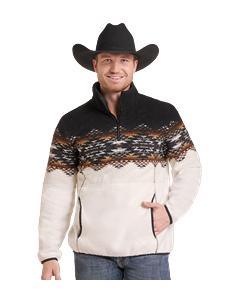*Mens Aztec Border Berber Pullover - Natural - DM91C09259