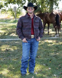 *Mens Brushed Jacquard Trucker Jacket - BRN - MWJ1921006