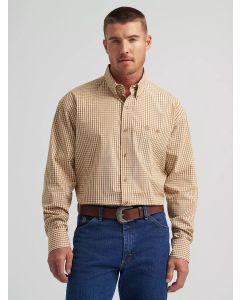 *Wrangler Mens George Strait Collection One Pocket Long Sleeve Shirt - Warm Bown - 112369595