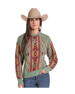 *Womens Aztec Sweater - Jade - LW32T09677