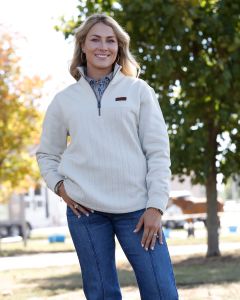 *Womens Patterned Knit 1/4 Zip Pullover - CRE - MAK9936001