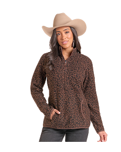 *Womens Cheetah Berber Pullover - Brown - DW91C09294