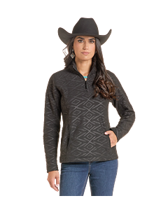 *Womens 1/4 Zip Fleece Pullover - Black - DW91C09252