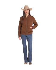 *Womens Quilted Bomber Jacket - Dark Brown - DW92C06858