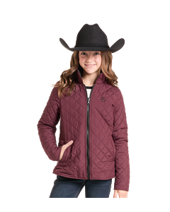 *Girls Reversible Quilted Jacket - Wine/Black - DG92C09298