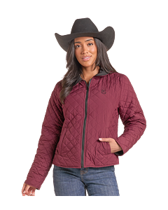 *Womens Reversible Quilted Jacket - Wine/Black - DW92C09298